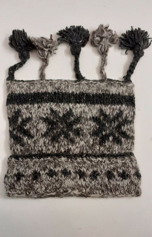 HANDMADE WOOL KNIT WARM WINTER BEANIE MULTI TASSELS BOHO FLEECE LINED HAT P422