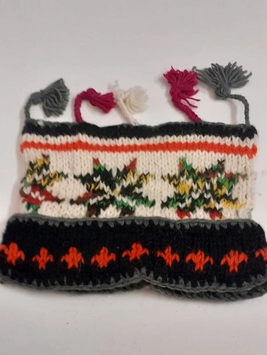 HANDMADE WOOL KNIT WARM WINTER BEANIE MULTI TASSELS BOHO FLEECE LINED HAT P430