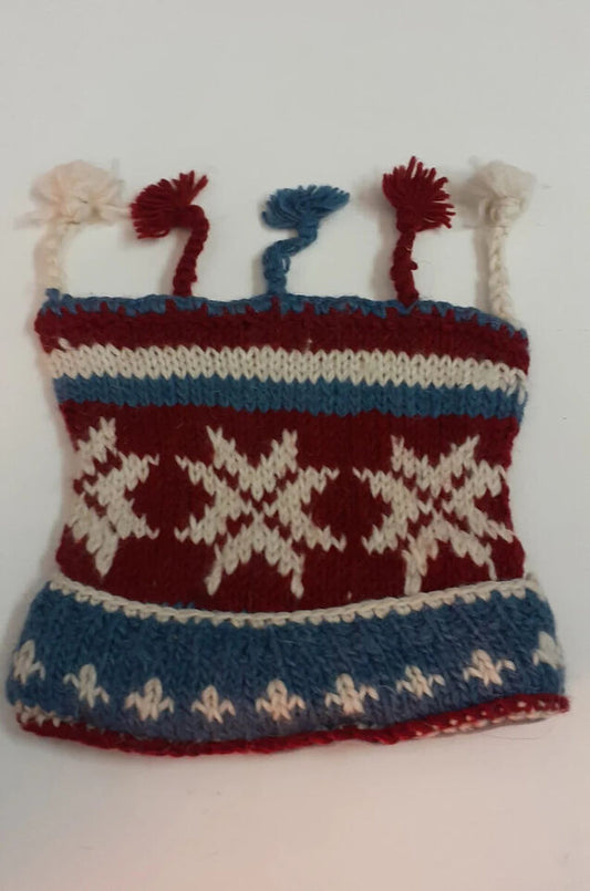 HANDMADE WOOL KNIT WARM WINTER BEANIE MULTI TASSELS BOHO FLEECE LINED HAT P432