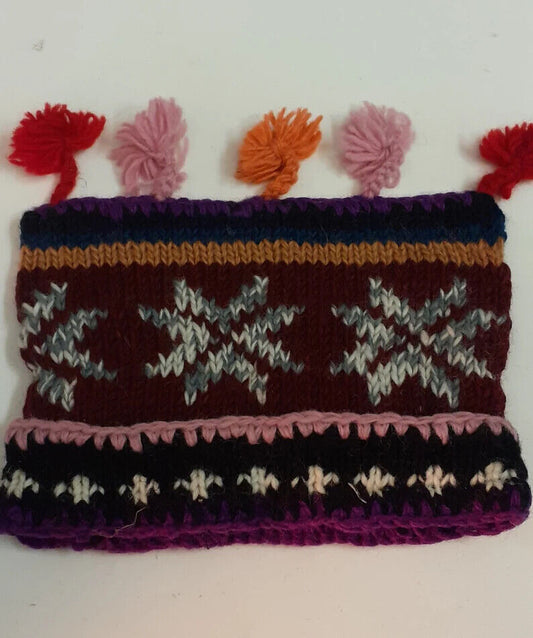 HANDMADE WOOL KNIT WARM WINTER BEANIE MULTI TASSELS BOHO FLEECE LINED HAT P443