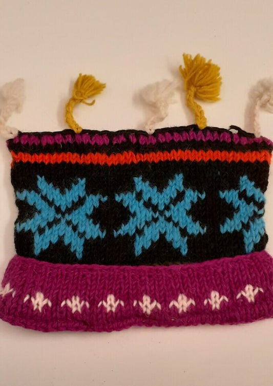 HANDMADE WOOL KNIT WARM WINTER BEANIE MULTI TASSELS BOHO FLEECE LINED HAT P445