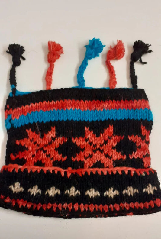 HANDMADE WOOL KNIT WARM WINTER BEANIE MULTI TASSELS BOHO FLEECE LINED HAT P452