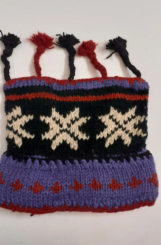 HANDMADE WOOL KNIT WARM WINTER BEANIE MULTI TASSELS BOHO FLEECE LINED HAT P456