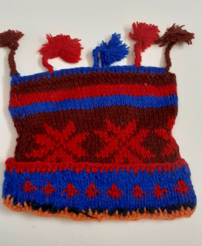 HANDMADE WOOL KNIT WARM WINTER BEANIE MULTI TASSELS BOHO FLEECE LINED HAT P460