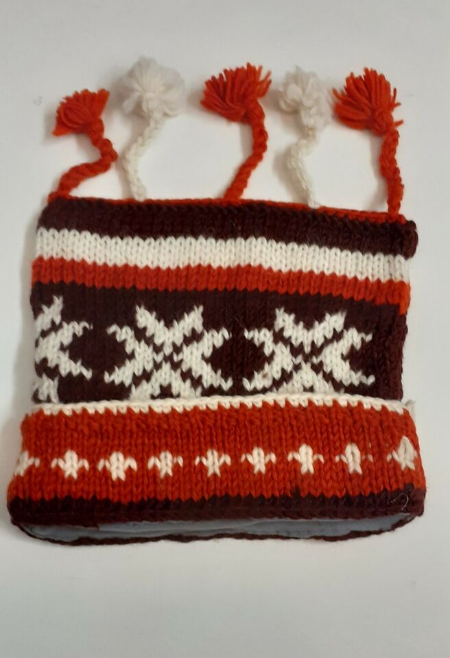 HANDMADE WOOL KNIT WARM WINTER BEANIE MULTI TASSELS BOHO FLEECE LINED HAT P461