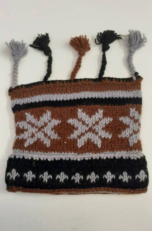 HANDMADE WOOL KNIT WARM WINTER BEANIE MULTI TASSELS BOHO FLEECE LINED HAT P408
