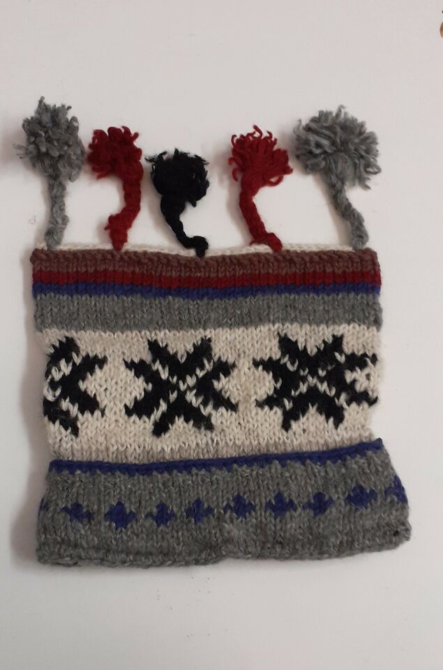 HANDMADE WOOL KNIT WARM WINTER BEANIE MULTI TASSELS BOHO FLEECE LINED HAT P495