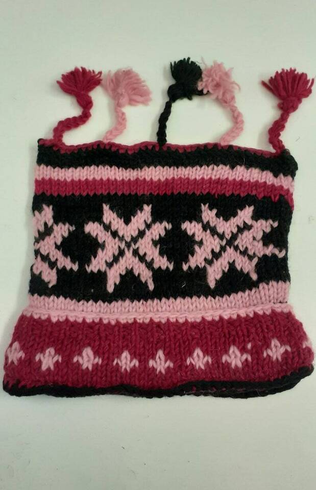 HANDMADE WOOL KNIT WARM WINTER BEANIE MULTI TASSELS BOHO FLEECE LINED HAT P409