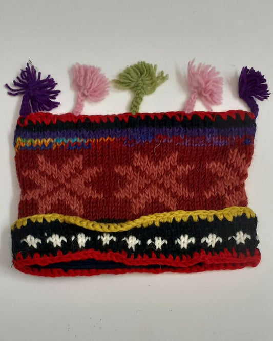 HANDMADE WOOL KNIT WARM WINTER BEANIE MULTI TASSELS BOHO FLEECE LINED HAT P506