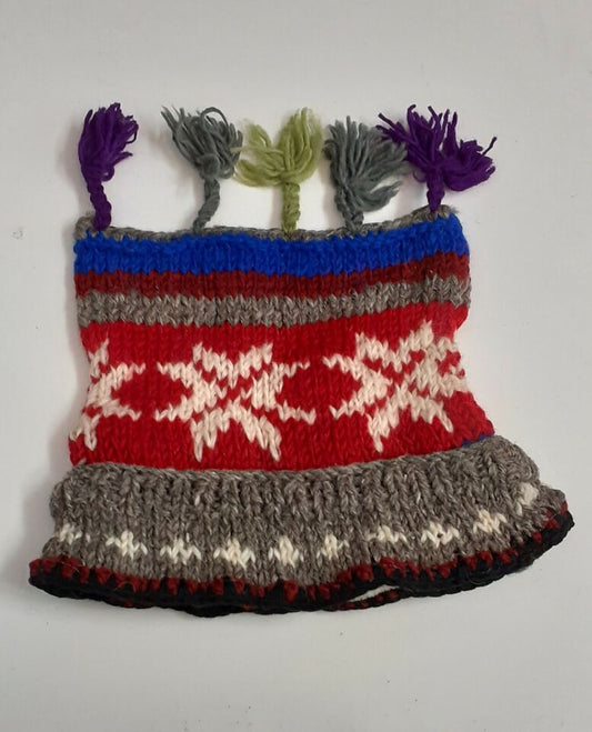 HANDMADE WOOL KNIT WARM WINTER BEANIE MULTI TASSELS BOHO FLEECE LINED HAT P511