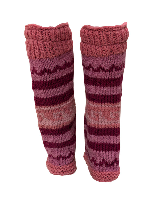 Ladies Womens Winter 100% Wool Leg Warmers Hand Knit Fleece Lined With Side Zips P23