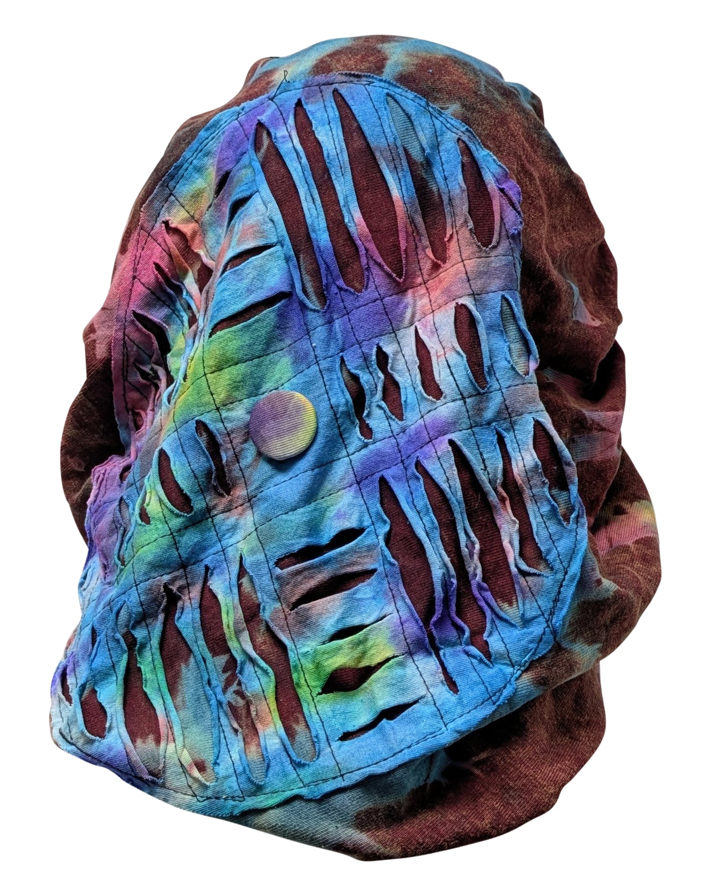 Recycled Bohemian Distressed Look Tie Dye Wide Band Bonnet Winter Hat P1