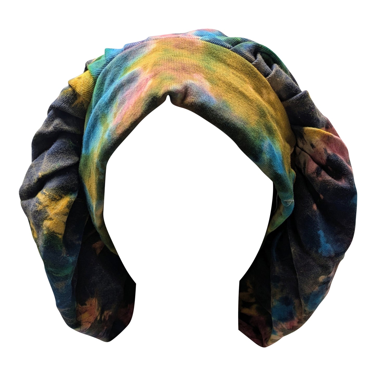 Recycled Bohemian Distressed Look Tie Dye Wide Band Bonnet Winter Hat P3