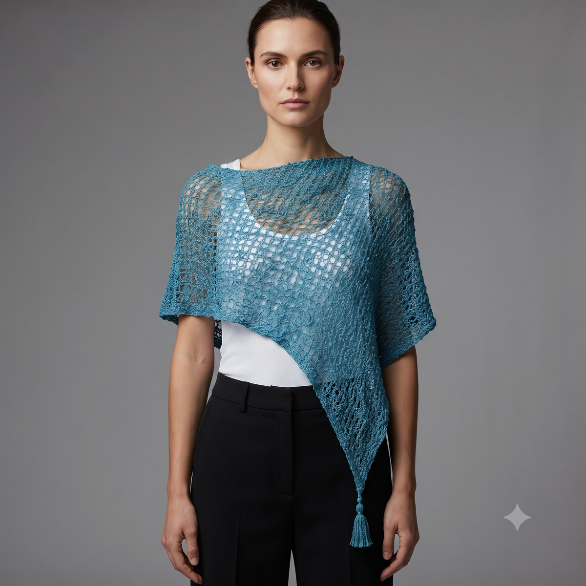 Womens Crochet Poncho Asymmetrical Boho Tassel Shawl Pullover Cover up Free Size 8-20