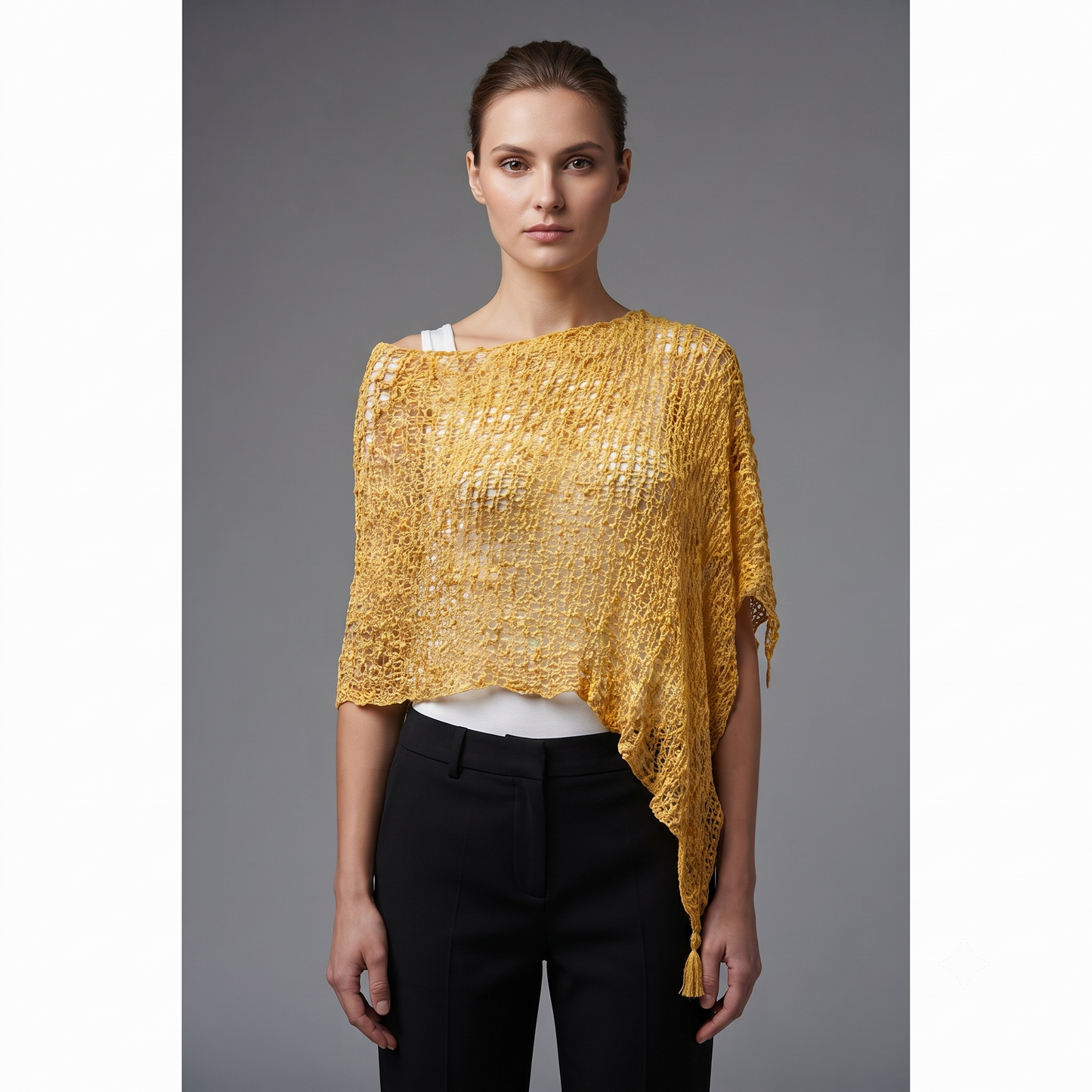 Womens Crochet Poncho Asymmetrical Boho Tassel Shawl Pullover Cover up Free Size 8-20