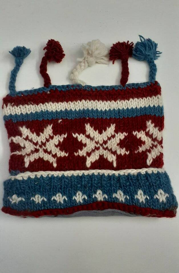 HANDMADE WOOL KNIT WARM WINTER BEANIE MULTI TASSELS BOHO FLEECE LINED HAT P412