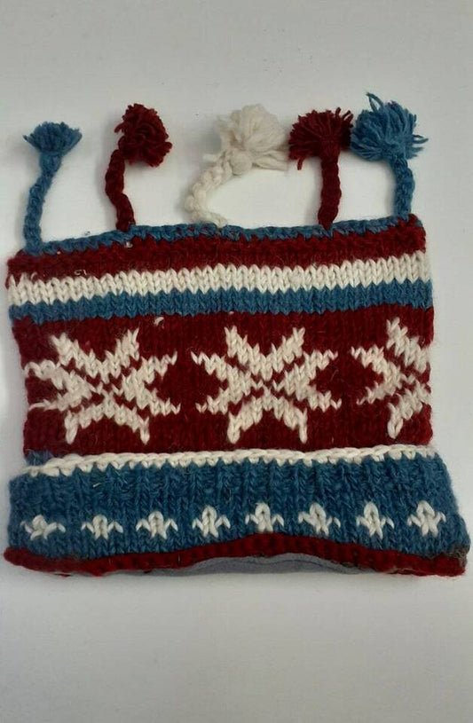 HANDMADE WOOL KNIT WARM WINTER BEANIE MULTI TASSELS BOHO FLEECE LINED HAT P412